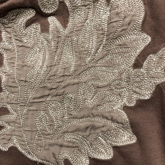 MISS ME Short Sleeve Brown ZIP UP Hoody with Tie Waist SZ Small - Picture 4 of 5